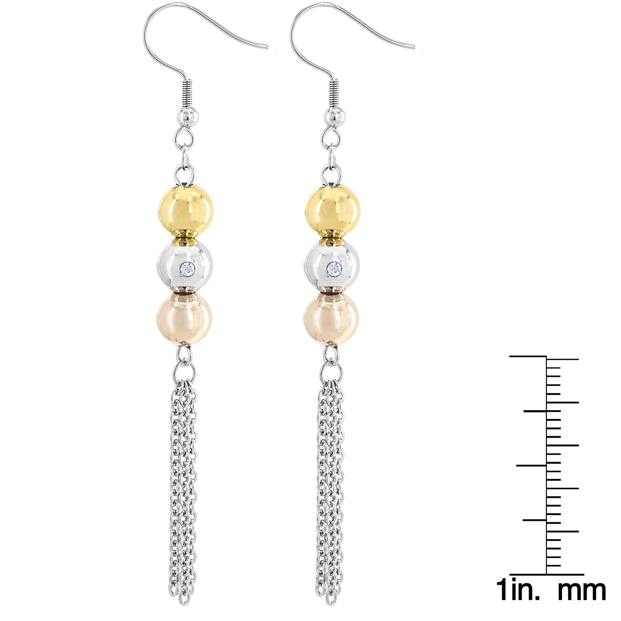 Foto 4 pulgar | Pendientes De Acero Inoxidable West Coast Jewelry Elya Con 3 Bolas De Colores - Venta Internacional.