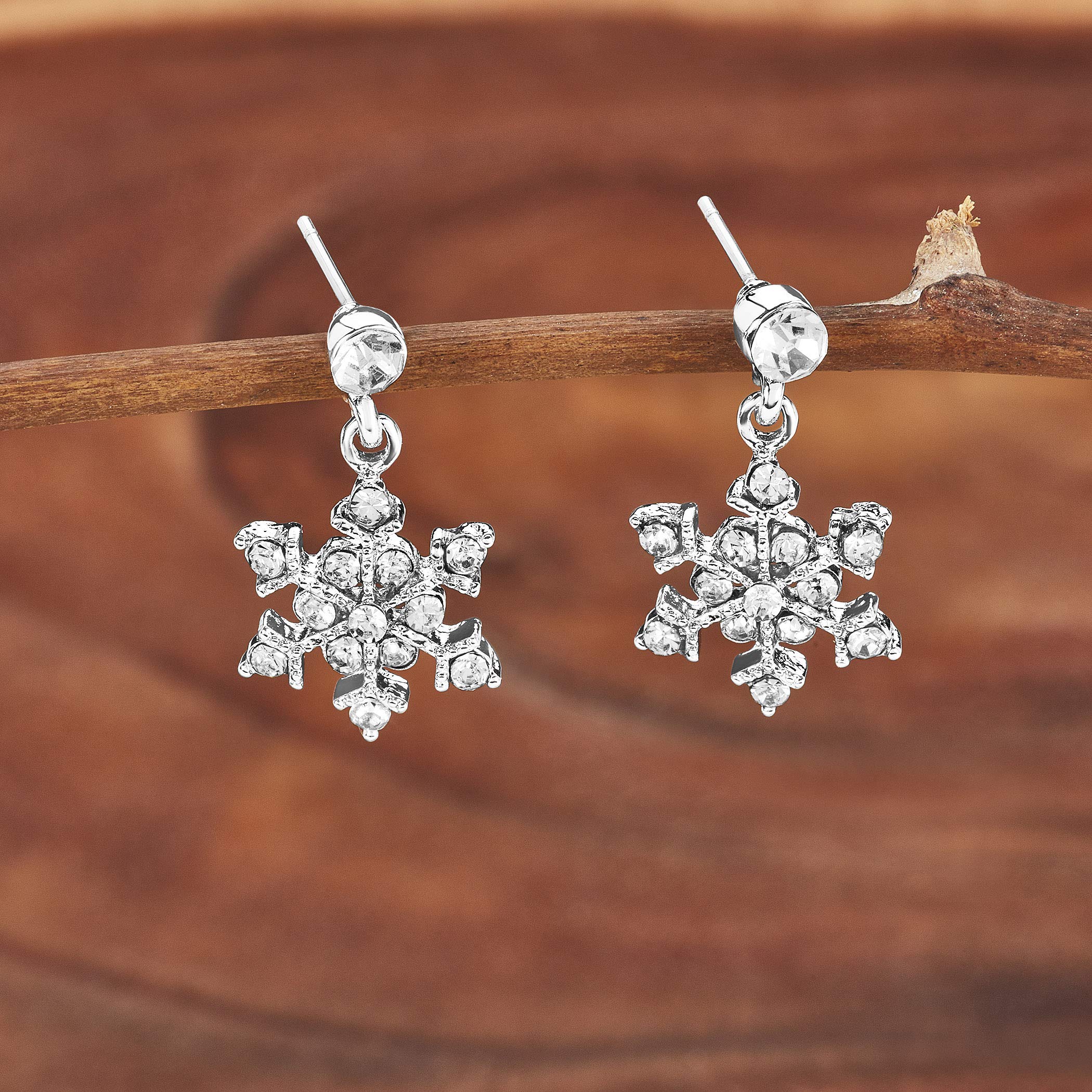 Foto 3 pulgar | Pendientes West Coast Jewelry Con Forma De Copo De Nieve De Cristal Pulido - Venta Internacional.