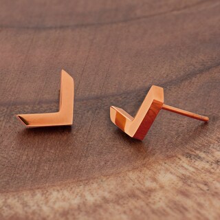 Foto 4 | Pendientes De Tuerca West Coast Jewelry Elya Chapados En Oro Rosa - Venta Internacional.