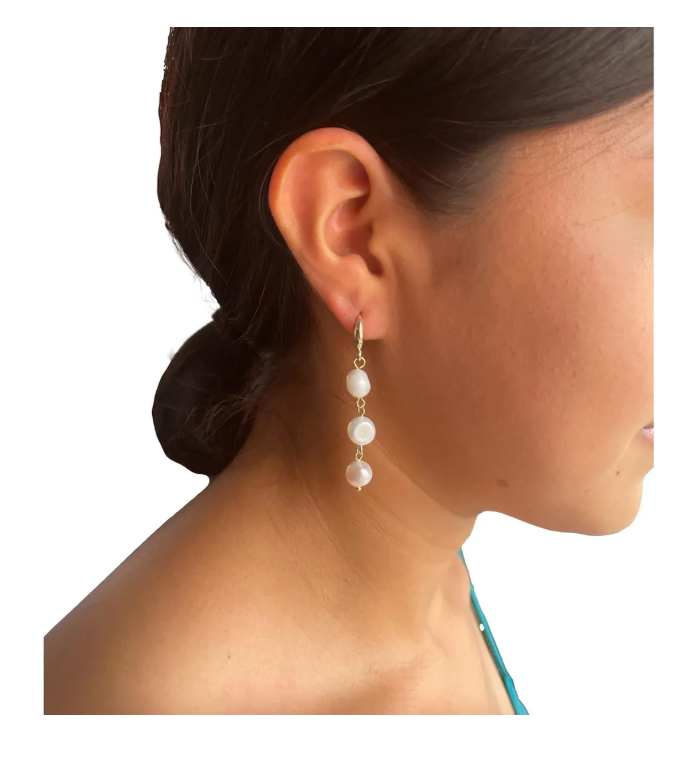 Foto 4 pulgar | Aretes De Perlas Naturales Cultivadas Para Mujer Colgantes Pendientes Largos Hermosos Y Elegantes Para Dama