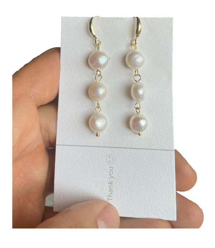 Foto 5 | Aretes De Perlas Naturales Cultivadas Para Mujer Colgantes Pendientes Largos Hermosos Y Elegantes Para Dama