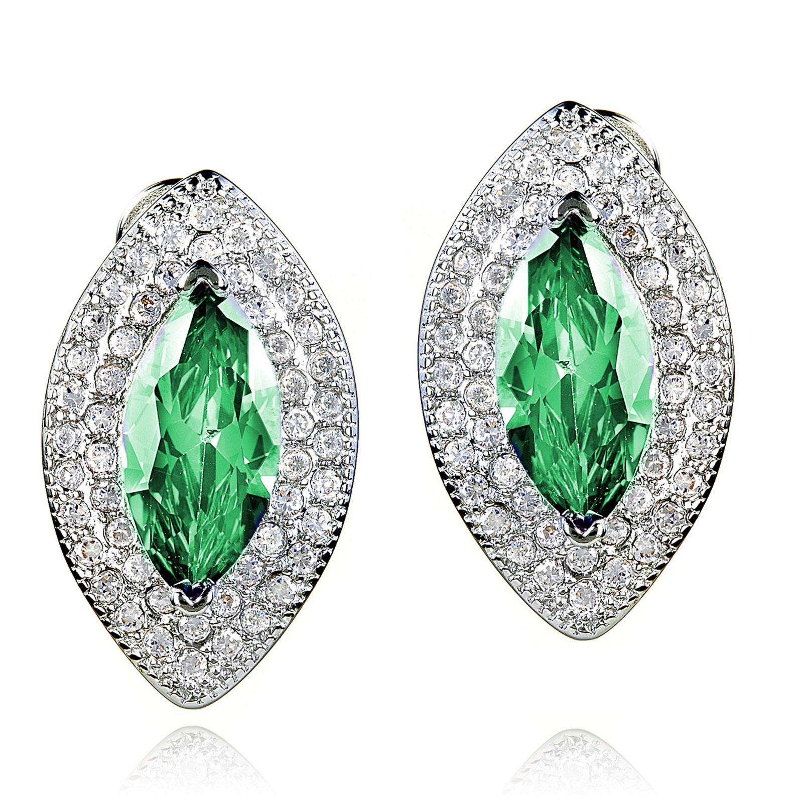 Foto 2 pulgar | Pendientes Elya De Plata De Ley Con Circonita Marquesa Verde Esmeralda - Venta Internacional.