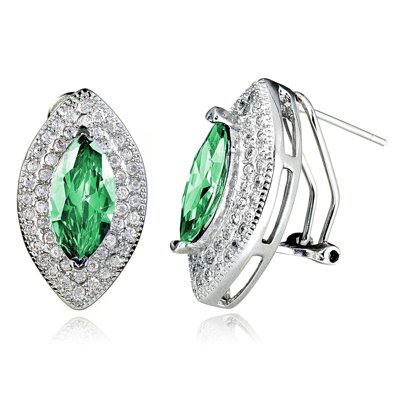 Foto 3 pulgar | Pendientes Elya De Plata De Ley Con Circonita Marquesa Verde Esmeralda - Venta Internacional.