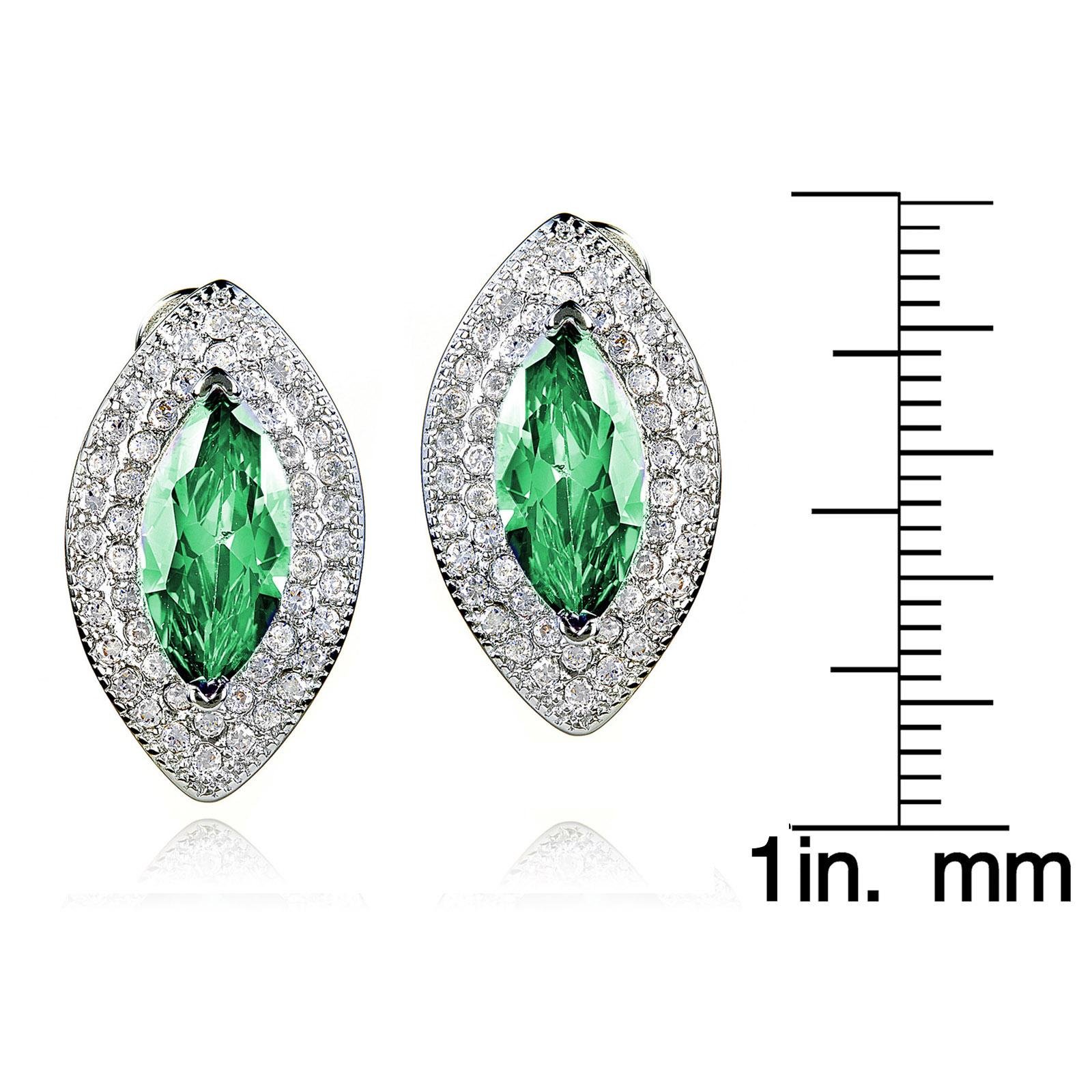 Foto 4 pulgar | Pendientes Elya De Plata De Ley Con Circonita Marquesa Verde Esmeralda - Venta Internacional.