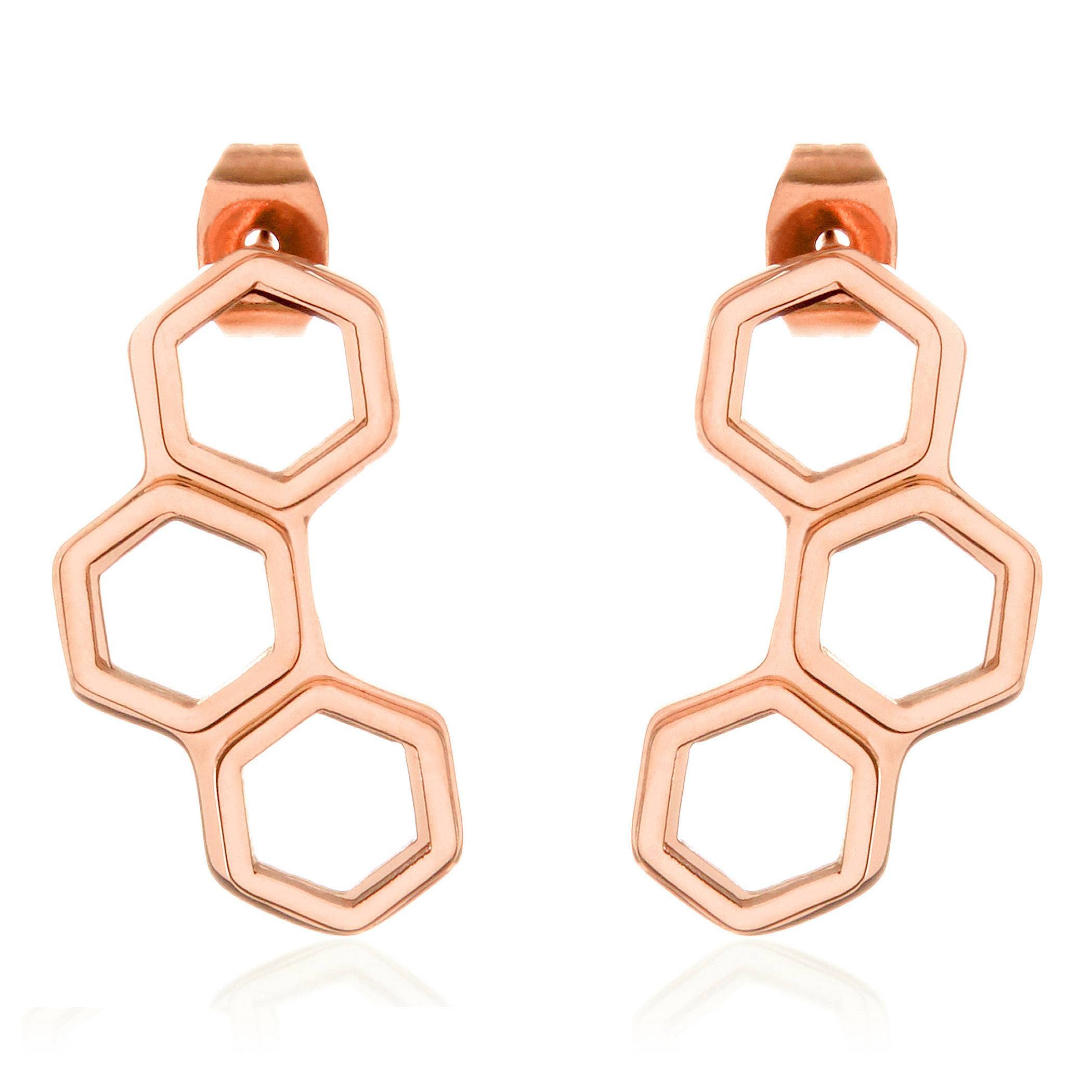 Foto 2 pulgar | Pendientes West Coast Jewelry Chapados En Oro Rosa Pulido - Venta Internacional.