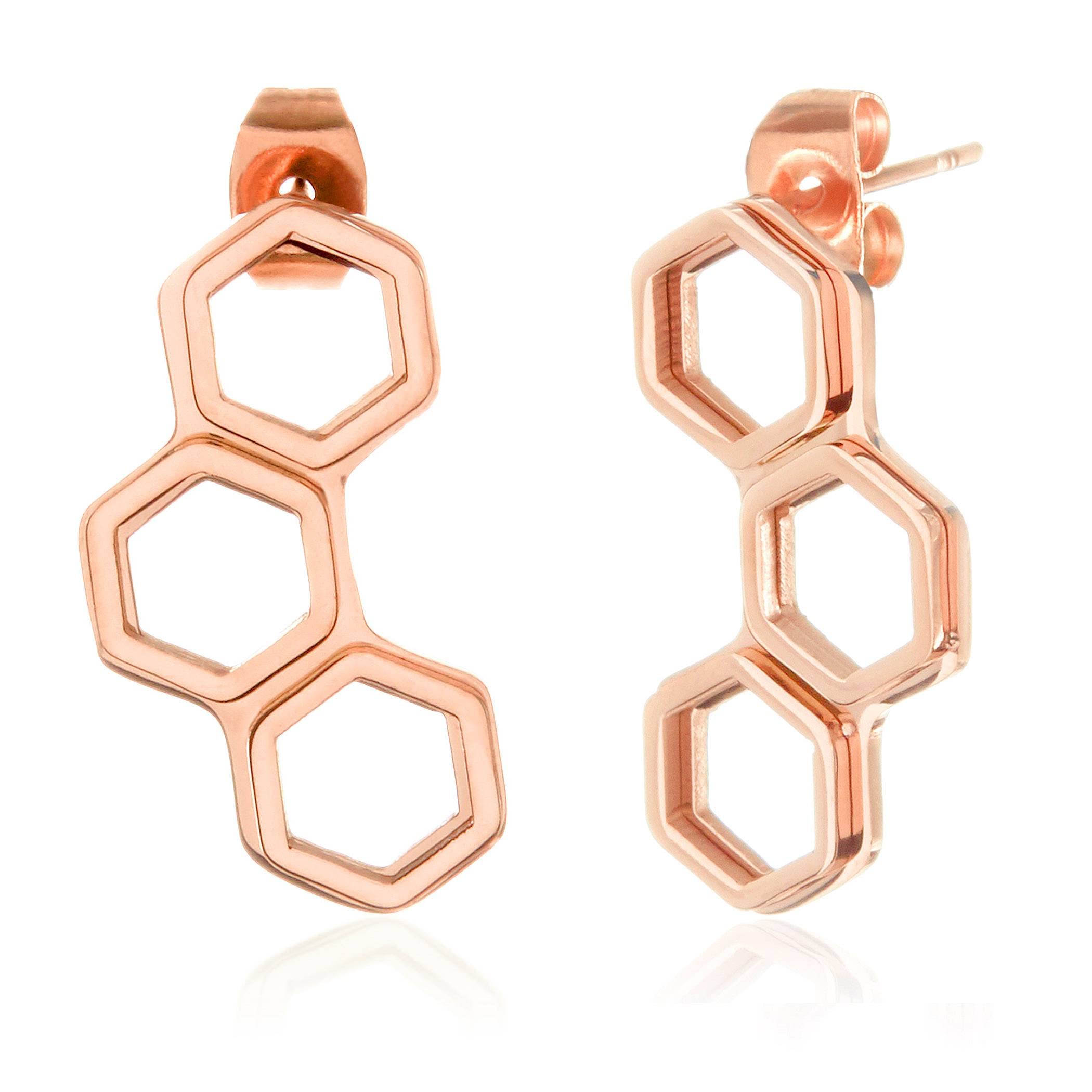 Foto 3 pulgar | Pendientes West Coast Jewelry Chapados En Oro Rosa Pulido - Venta Internacional.