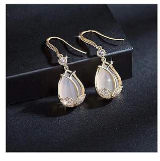 Foto 4 | Aretes Tulipán Para Mujer Flor Joyería Arracada Con Zirconia Pendientes Elegantes
