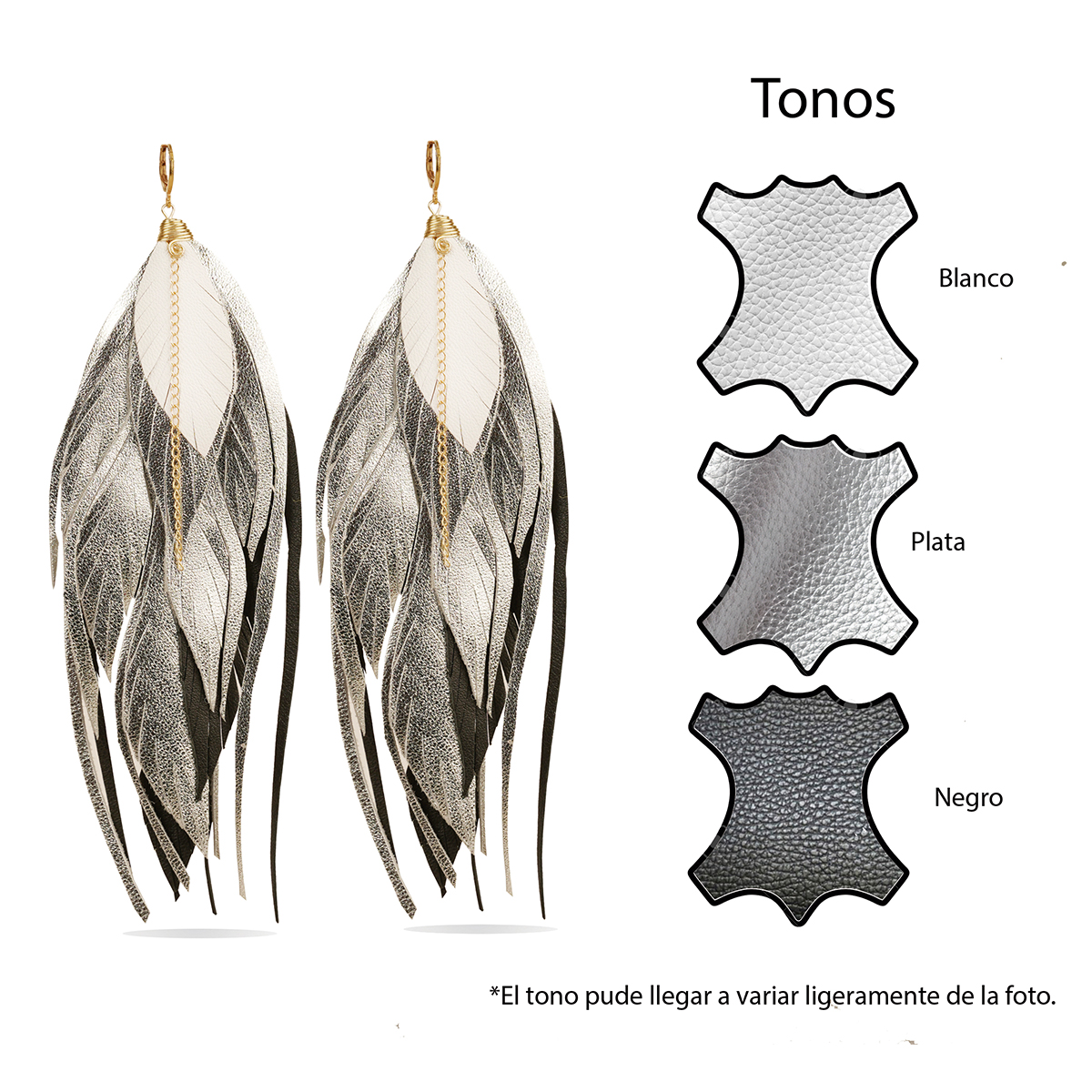 Foto 5 pulgar | Aretes Largos Mujer De Plumas Vangania Joyería Para Mujer