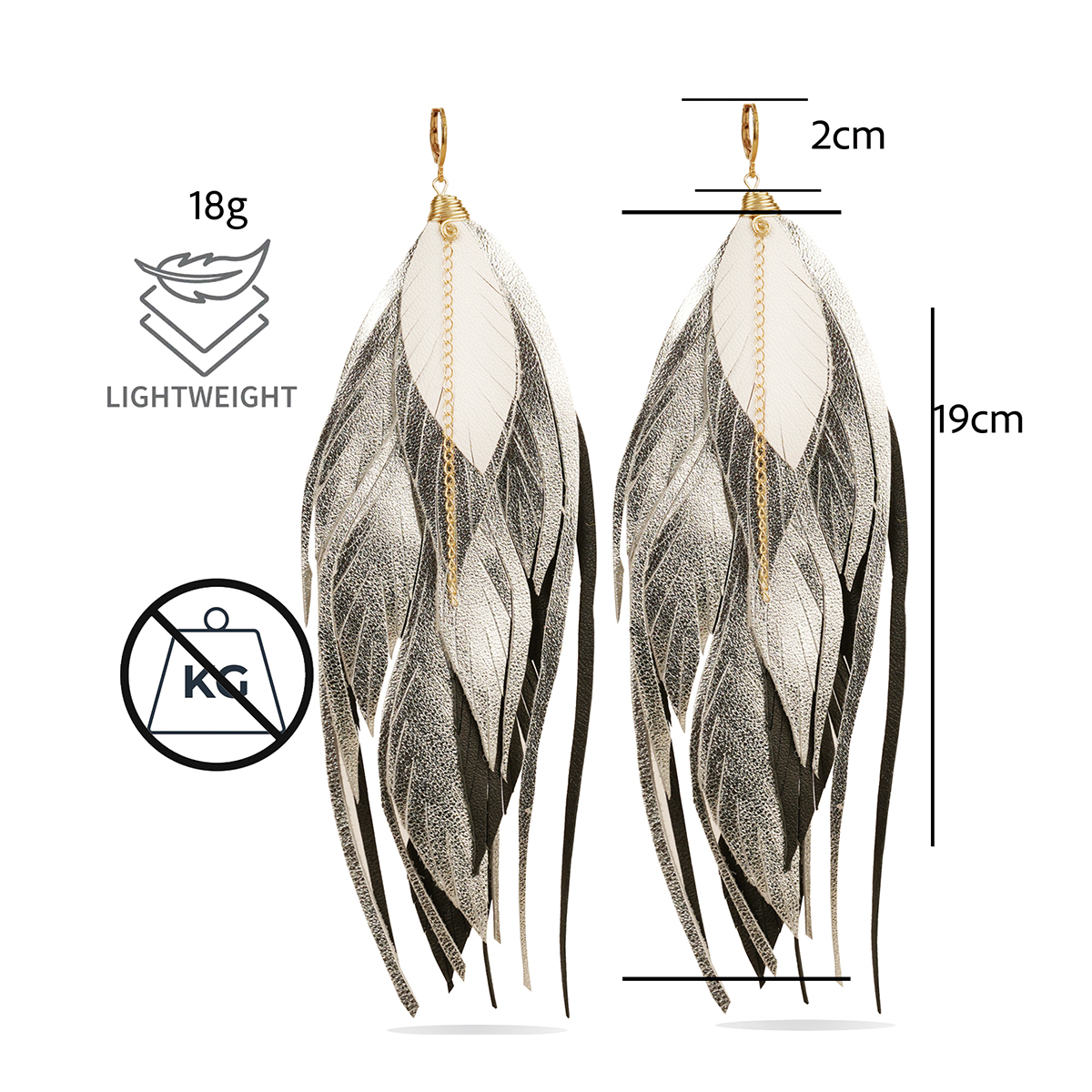 Foto 6 pulgar | Aretes Largos Mujer De Plumas Vangania Joyería Para Mujer