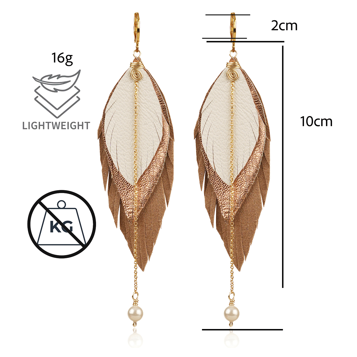 Foto 4 pulgar | Aretes Largos Mujer De Plumas Gavilán Gold Joyería Vangania