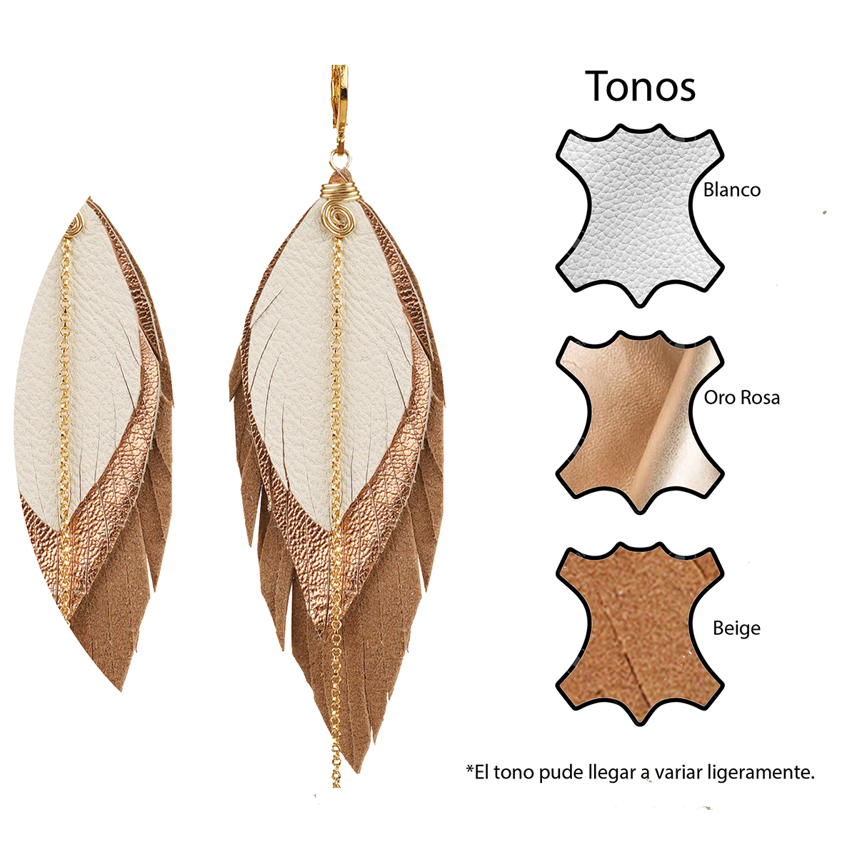 Foto 5 pulgar | Aretes Largos Mujer De Plumas Gavilán Gold Joyería Vangania