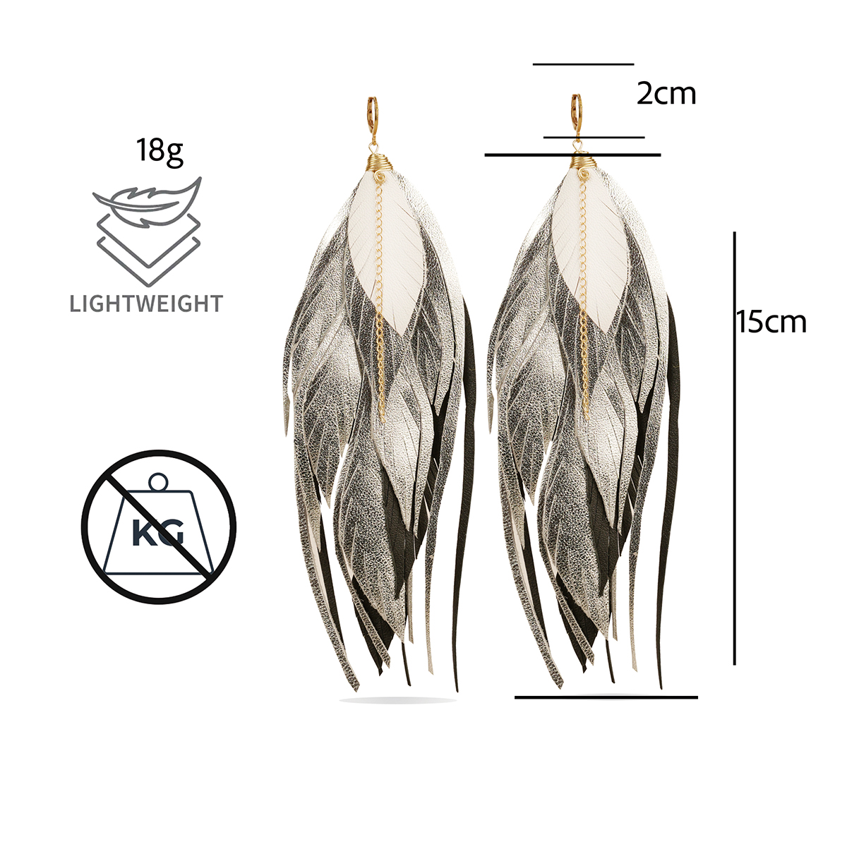 Foto 3 | Aretes Largos Mujer De Plumas Vangania Joyería Para Mujer 15