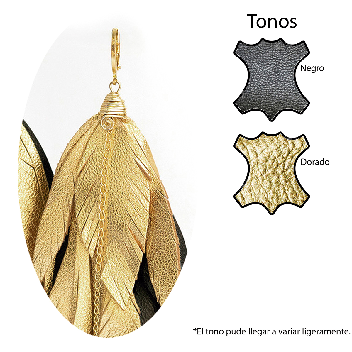 Foto 5 pulgar | Aretes Largos Mujer De Plumas Maxi Raven Gold Vangania