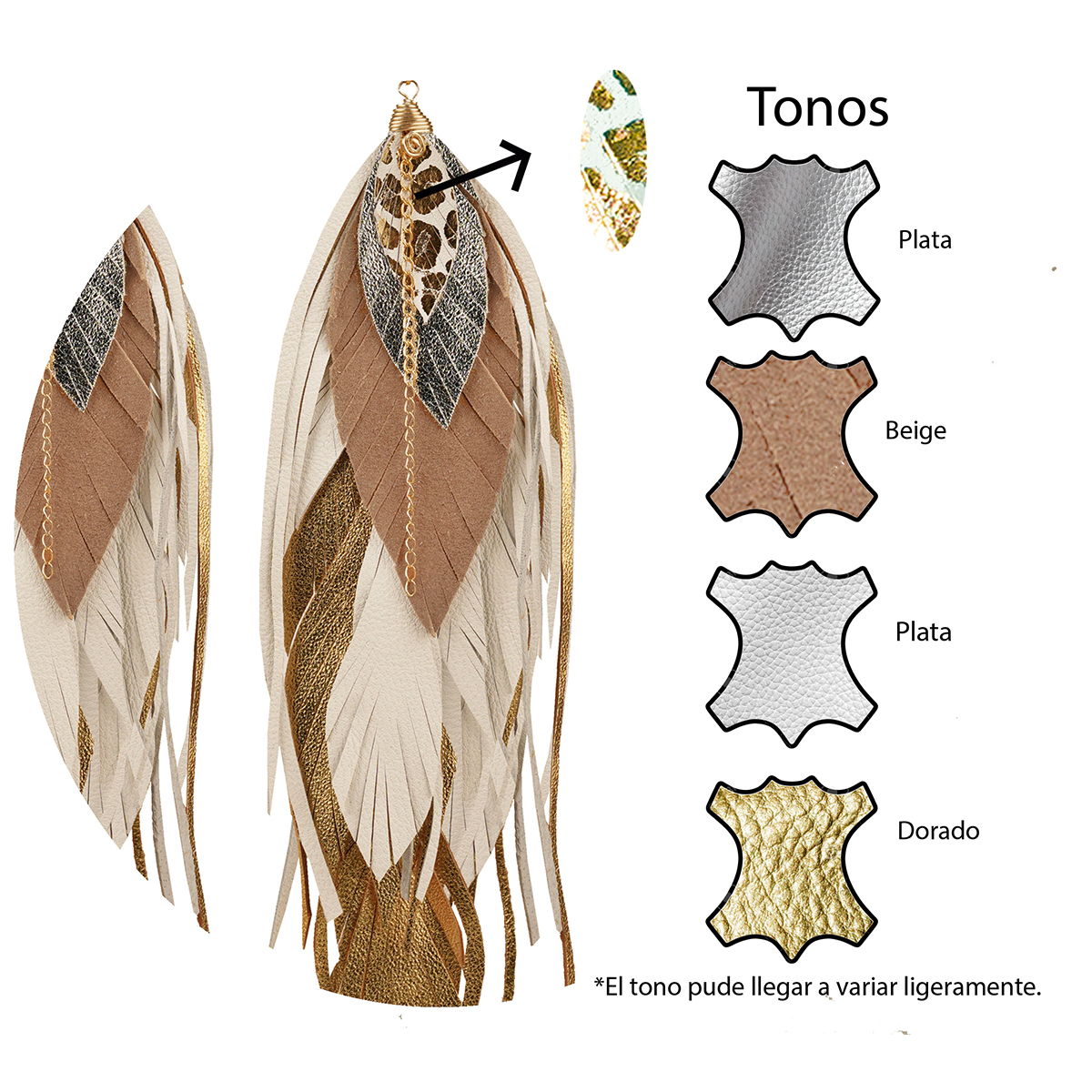Foto 4 pulgar | Aretes Largos Mujer De Plumas Buho Gold Dorados Vangania