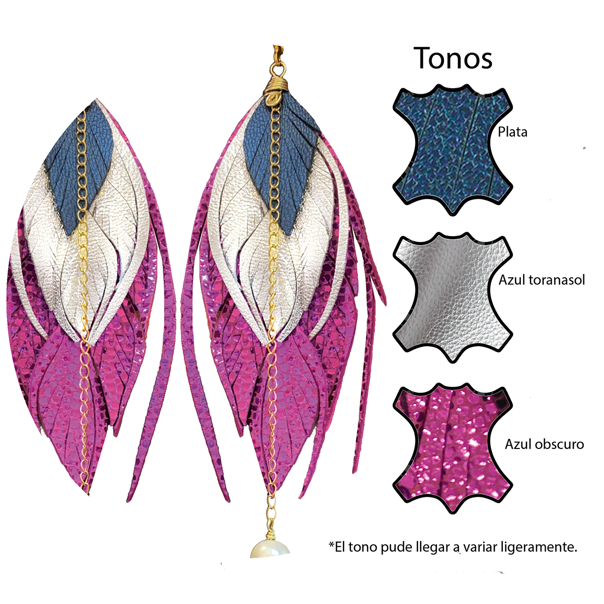 Foto 5 pulgar | Aretes Largos Mujer De Plumas Rosa Vangania Artesanales