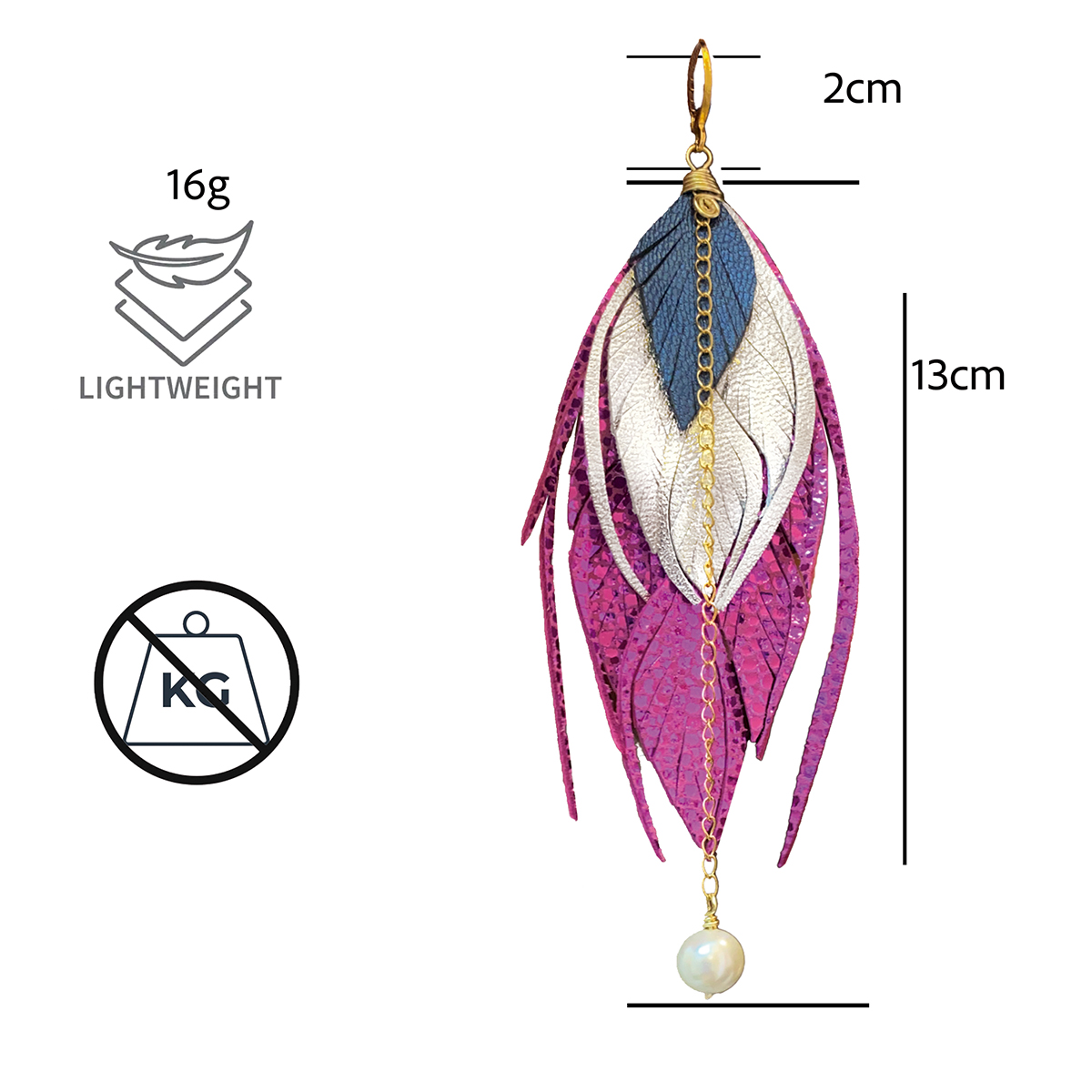 Foto 6 pulgar | Aretes Largos Mujer De Plumas Rosa Vangania Artesanales