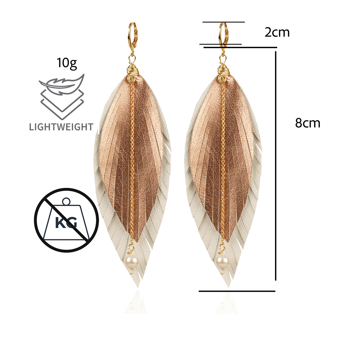 Foto 5 pulgar | Aretes Largos Mujer De Plumas Dorados Vangania Elegant Gold