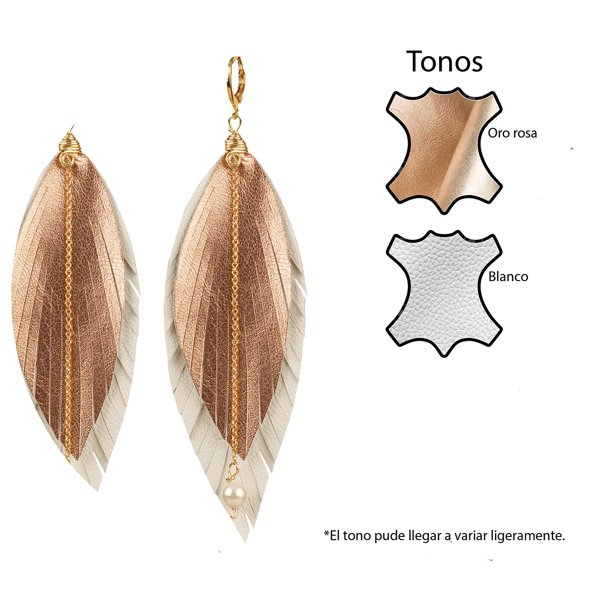 Foto 6 pulgar | Aretes Largos Mujer De Plumas Dorados Vangania Elegant Gold