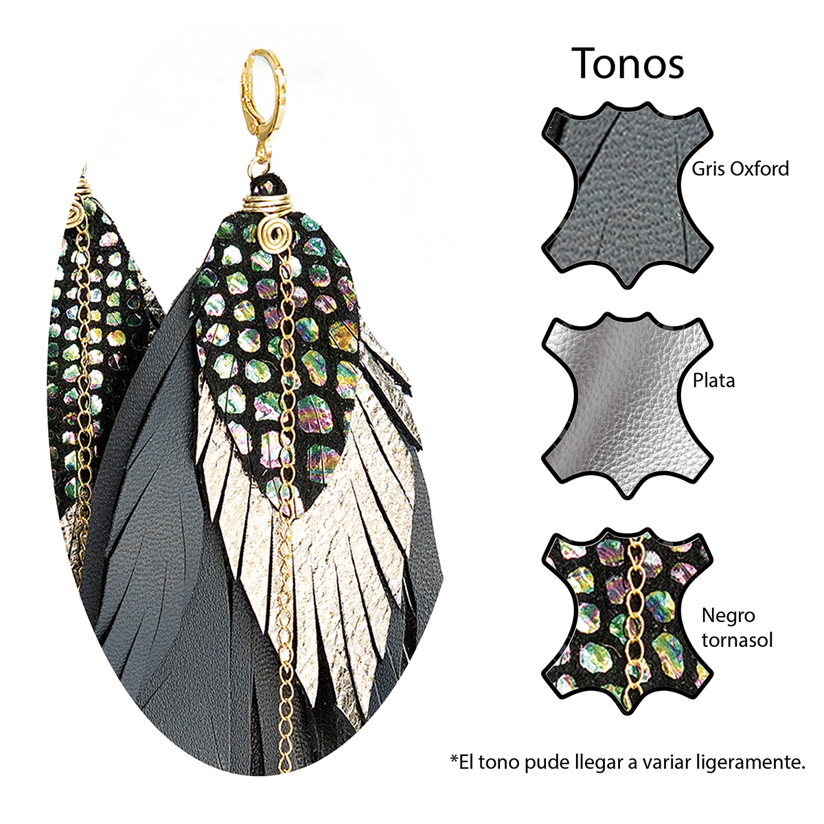 Foto 6 pulgar | Aretes Largos Mujer De Plumas Full Raven Vangania A Mano