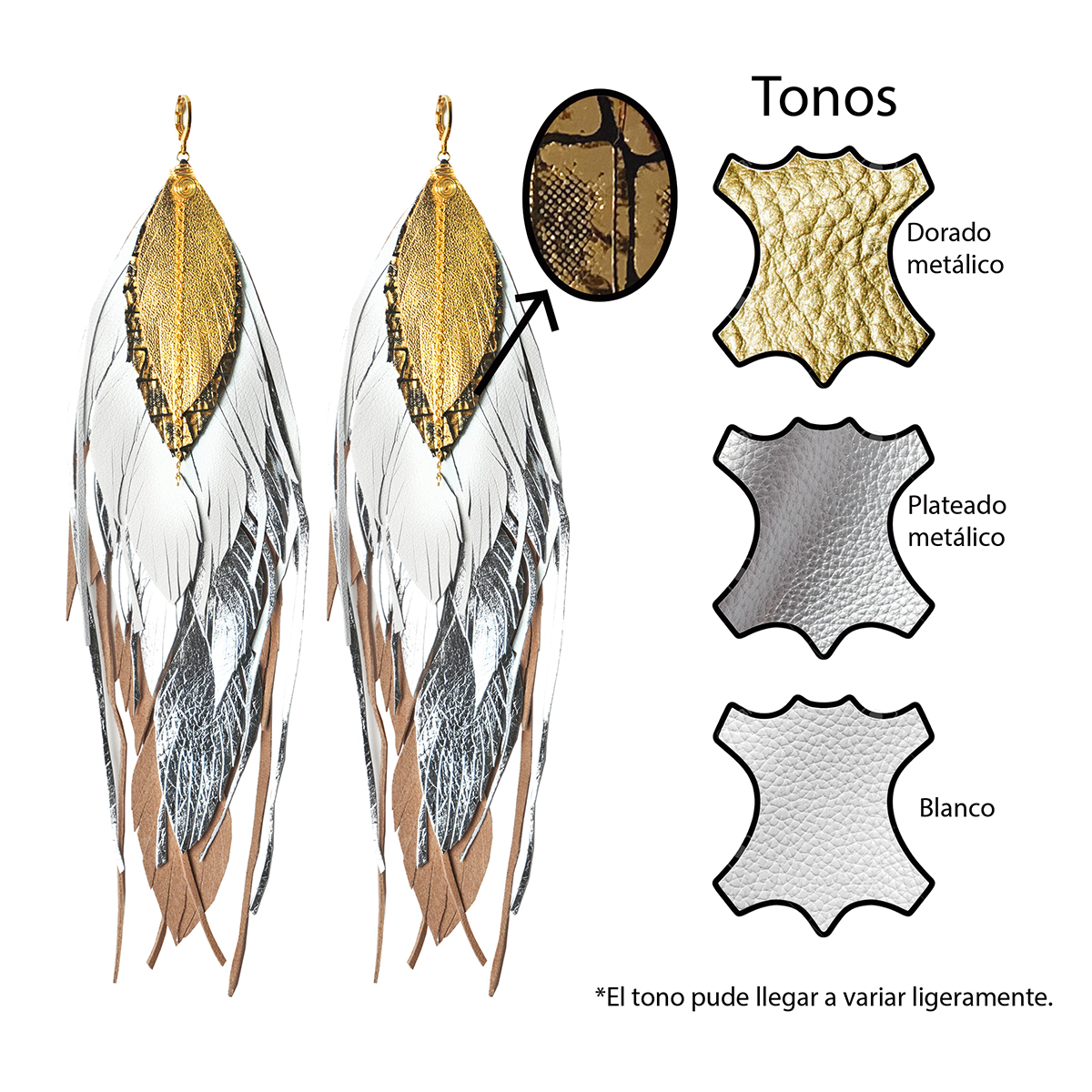 Foto 5 | Aretes Largos Mujer De Plumas Garza Blanca Vangania