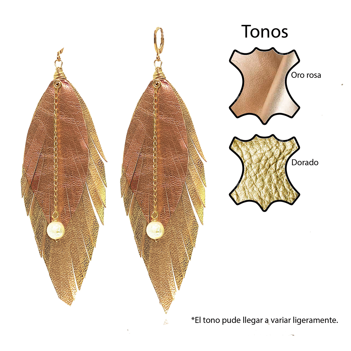 Foto 7 pulgar | Aretes Largos Mujer De Plumas Dorados Vangania Elegant Gold