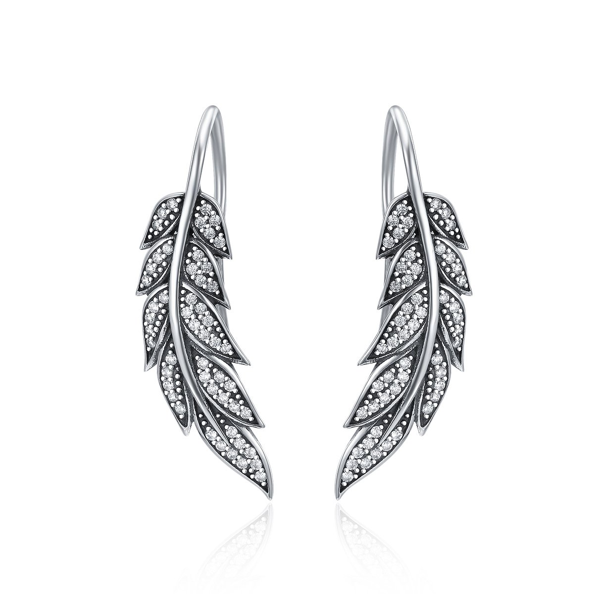 Foto 2 pulgar | Aretes Chulada, Brillo Y Plumas De Plata .925 Con Chapa De Platino, Se Puden Mojar