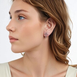 Foto 3 | Aretes Chulada, Cruz Corazón De Plata .925 Con Chapa De Platino, Se Puden Mojar