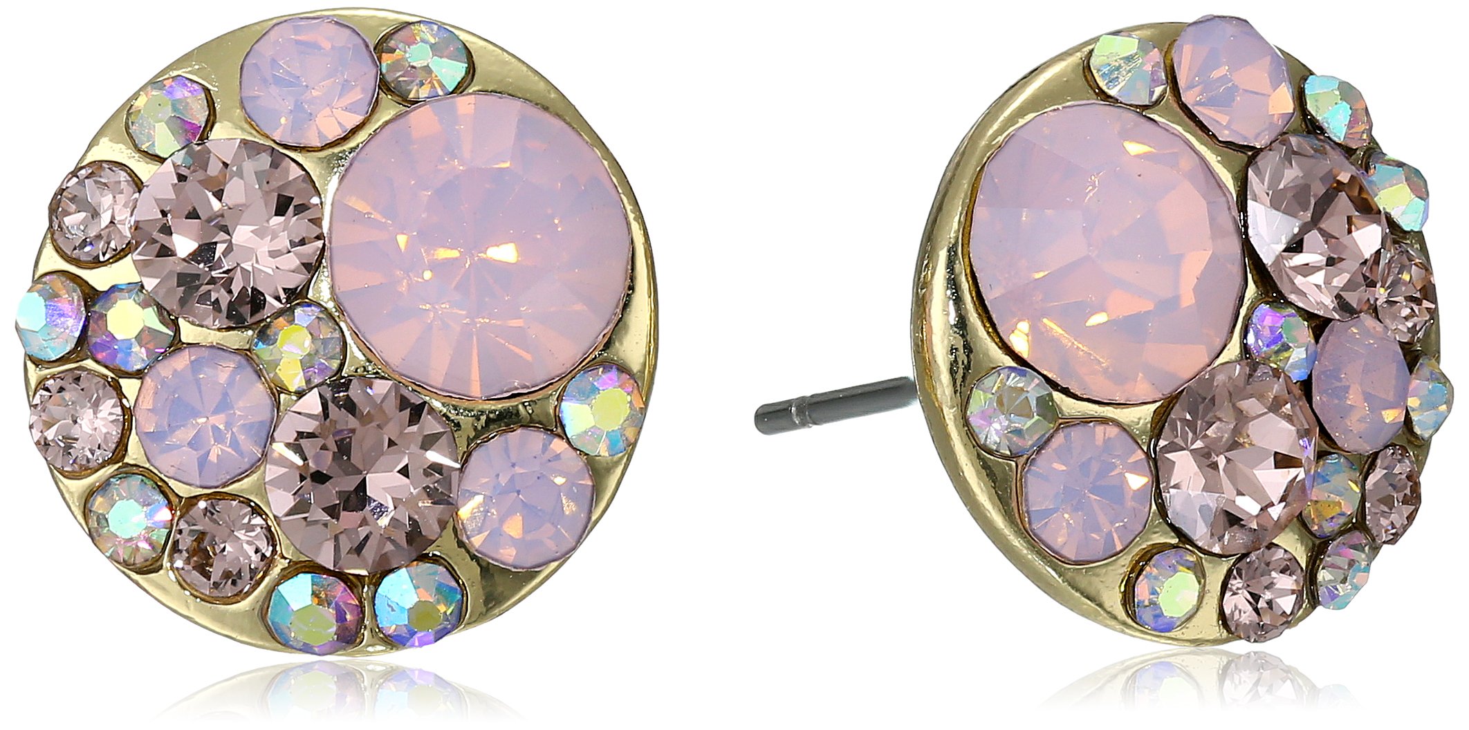 Foto 2 pulgar | Pendientes De Tuerca Betsey Johnson Con Cuentas Facetadas Redondas En Oro Rosa - Venta Internacional.