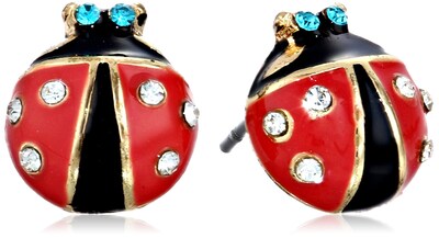 Foto 1 | Pendientes Betsey Johnson Con Diseño De Mariquita Roja Y Negra - Venta Internacional.