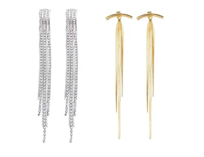 Foto 1 | Aretes De Acero Inoxidable Xtellar Dama Largos Aretes De Oro Plata