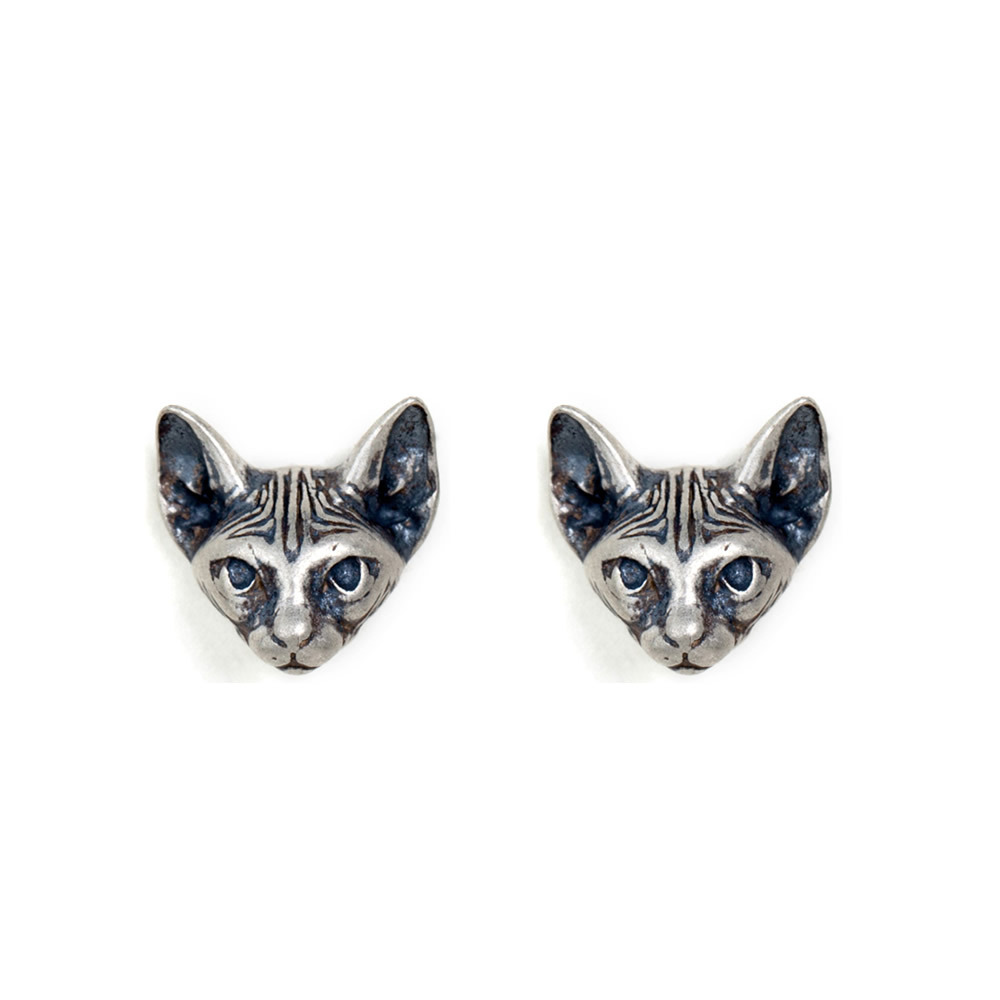 Foto 1 | Aretes Chulada  Gato Egipcio De Plata .925  Acabado Rústico