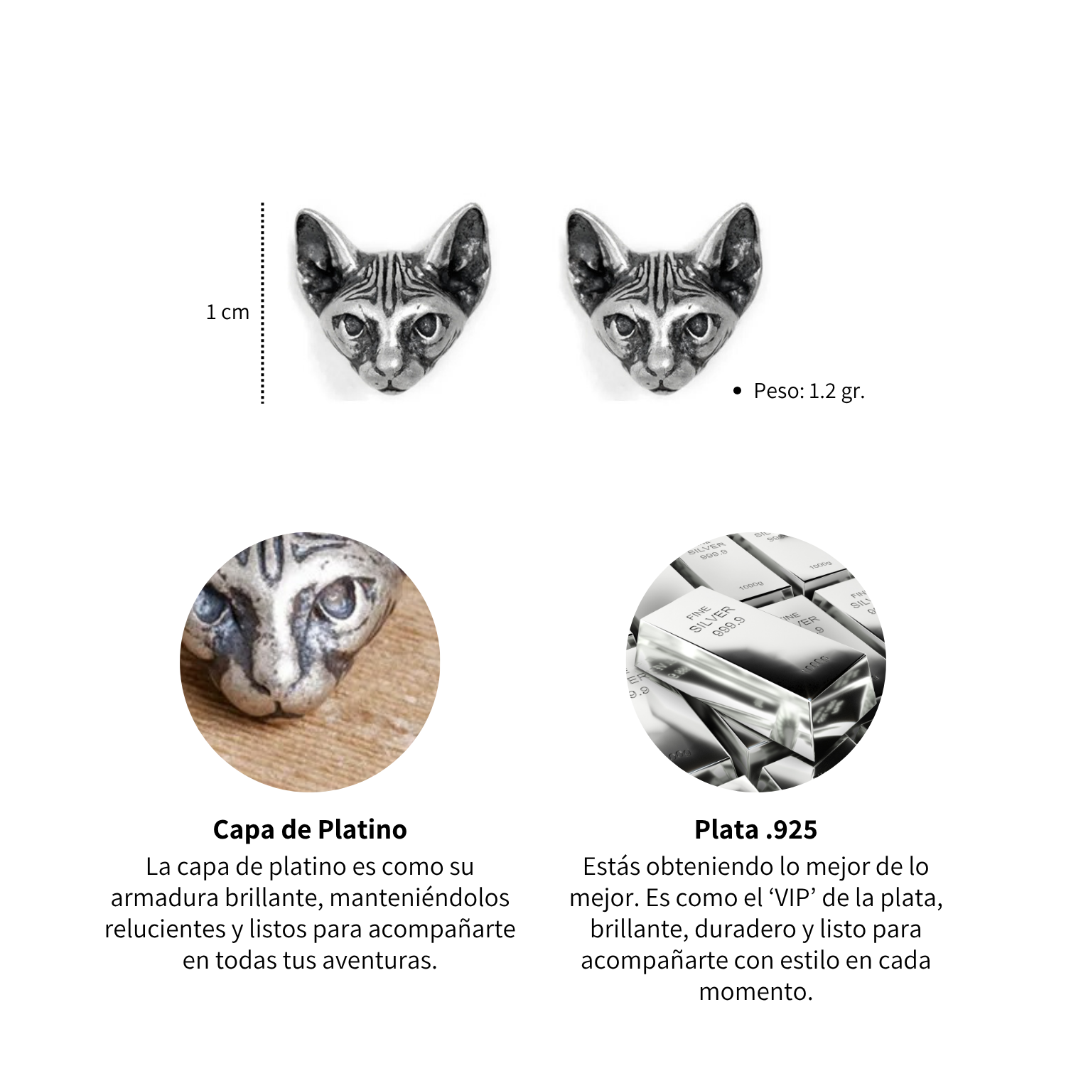 Foto 5 pulgar | Aretes Chulada  Gato Egipcio De Plata .925  Acabado Rústico