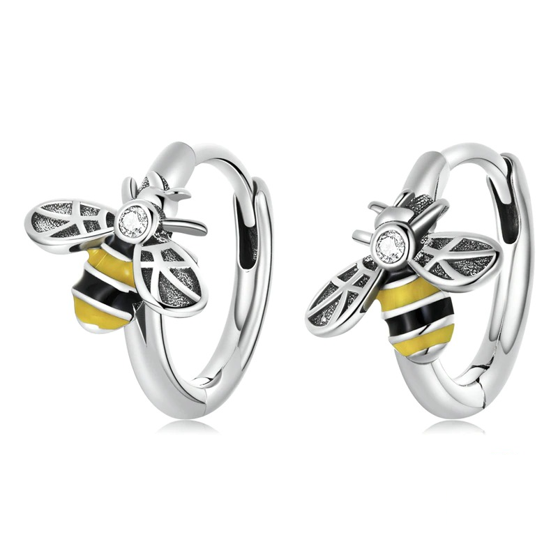Aretes Chulada  Abejas De Plata .925 Con Chapa De Platino