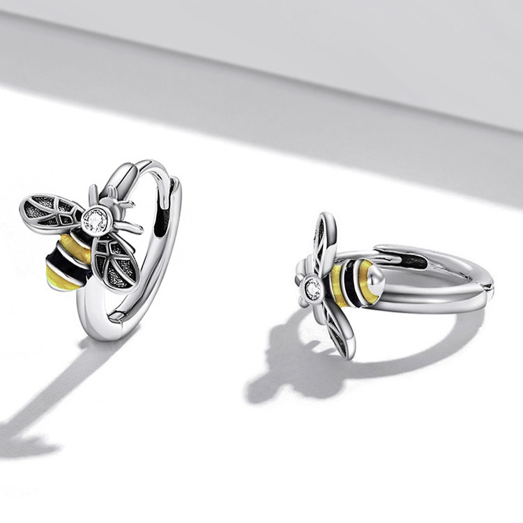 Foto 4 pulgar | Aretes Chulada  Abejas De Plata .925 Con Chapa De Platino