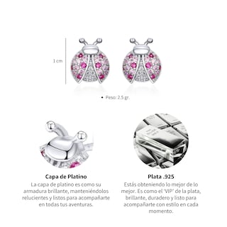 Foto 4 | Aretes Chulada Catarinas De Plata .925 Con Circonias Chapa De Platino