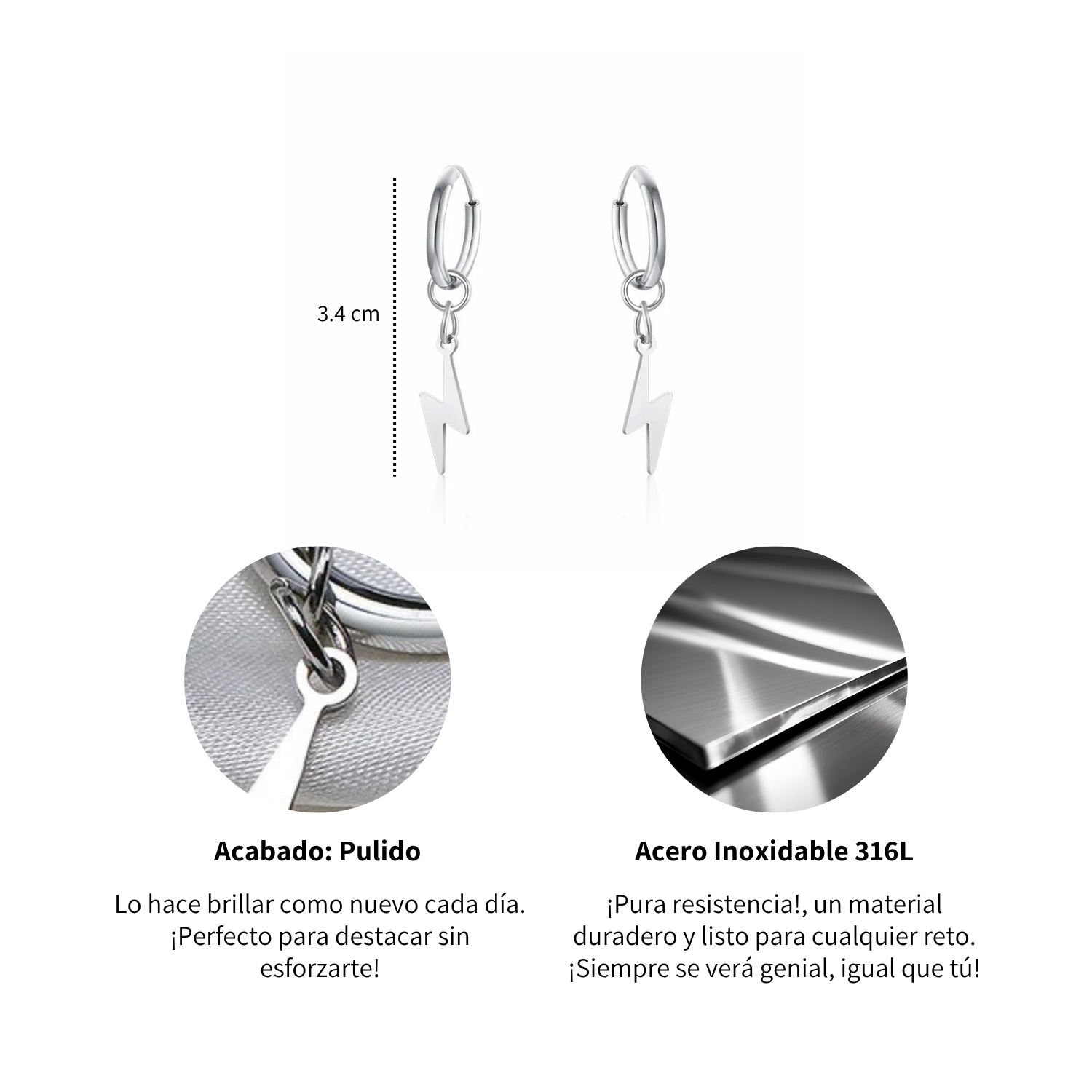 Foto 4 | Aretes Chulada  Rayos De Acero Inoxidable Hipoalergénico