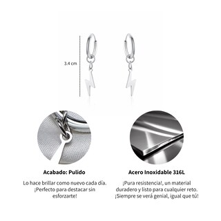 Foto 4 | Aretes Chulada Rayos De Acero Inoxidable Hipoalergénico