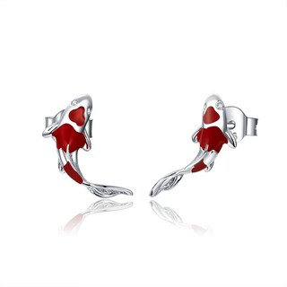 Foto 1 | Aretes Chulada Pez Koi De Plata .925 Con Chapa De Platino Que Los Protege De Agua Y Químicos