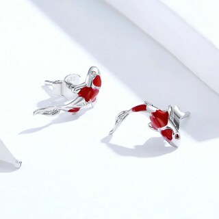 Foto 3 | Aretes Chulada Pez Koi De Plata .925 Con Chapa De Platino Que Los Protege De Agua Y Químicos