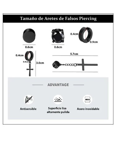 Foto 4 pulgar | 30 Piezas Aretes Falsos Piercing Hombre Y Mujer