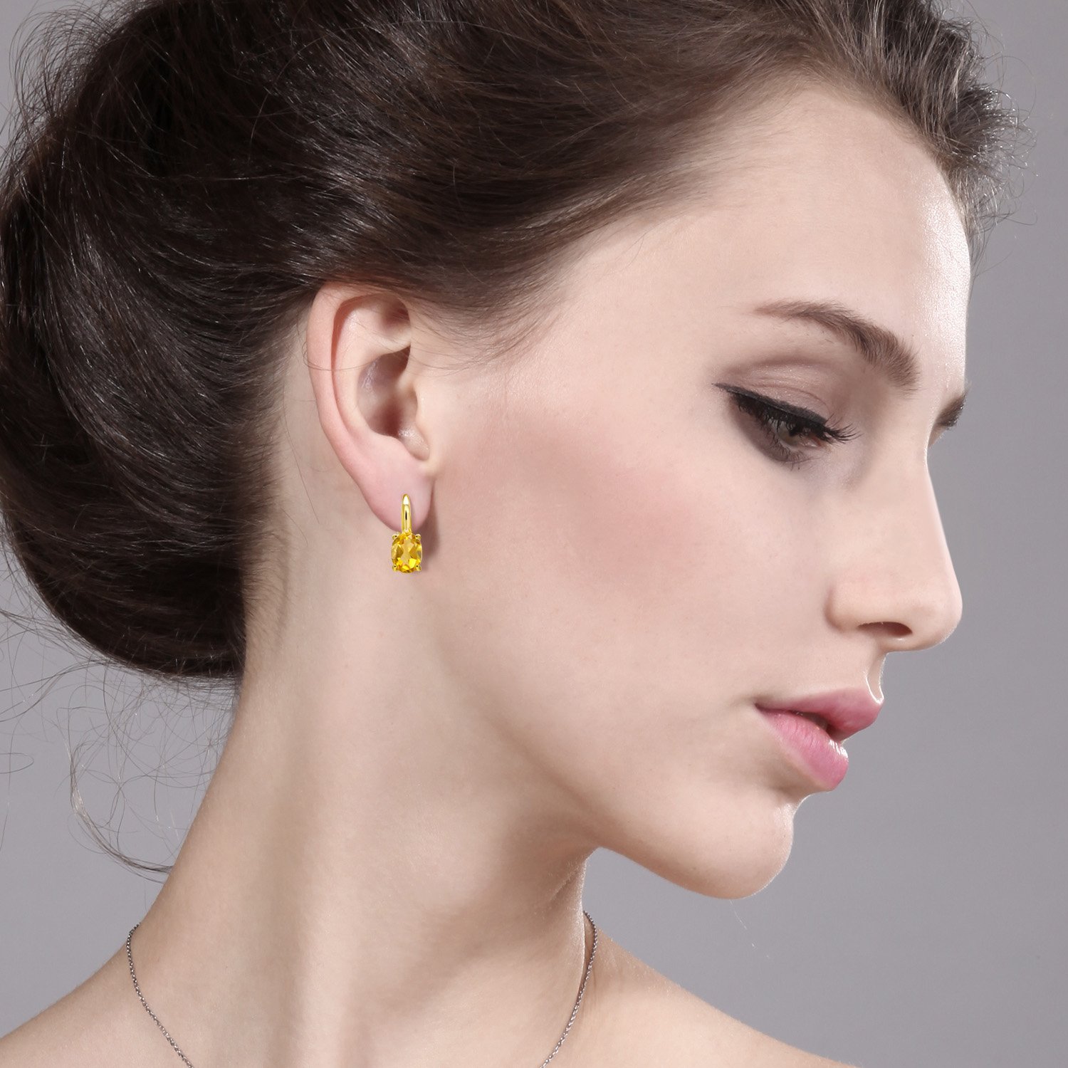 Foto 4 pulgar | Pendientes Gem Stone King  Plata Citrina Bañada En Oro Amarillo De 18 Quilates - Venta Internacional.