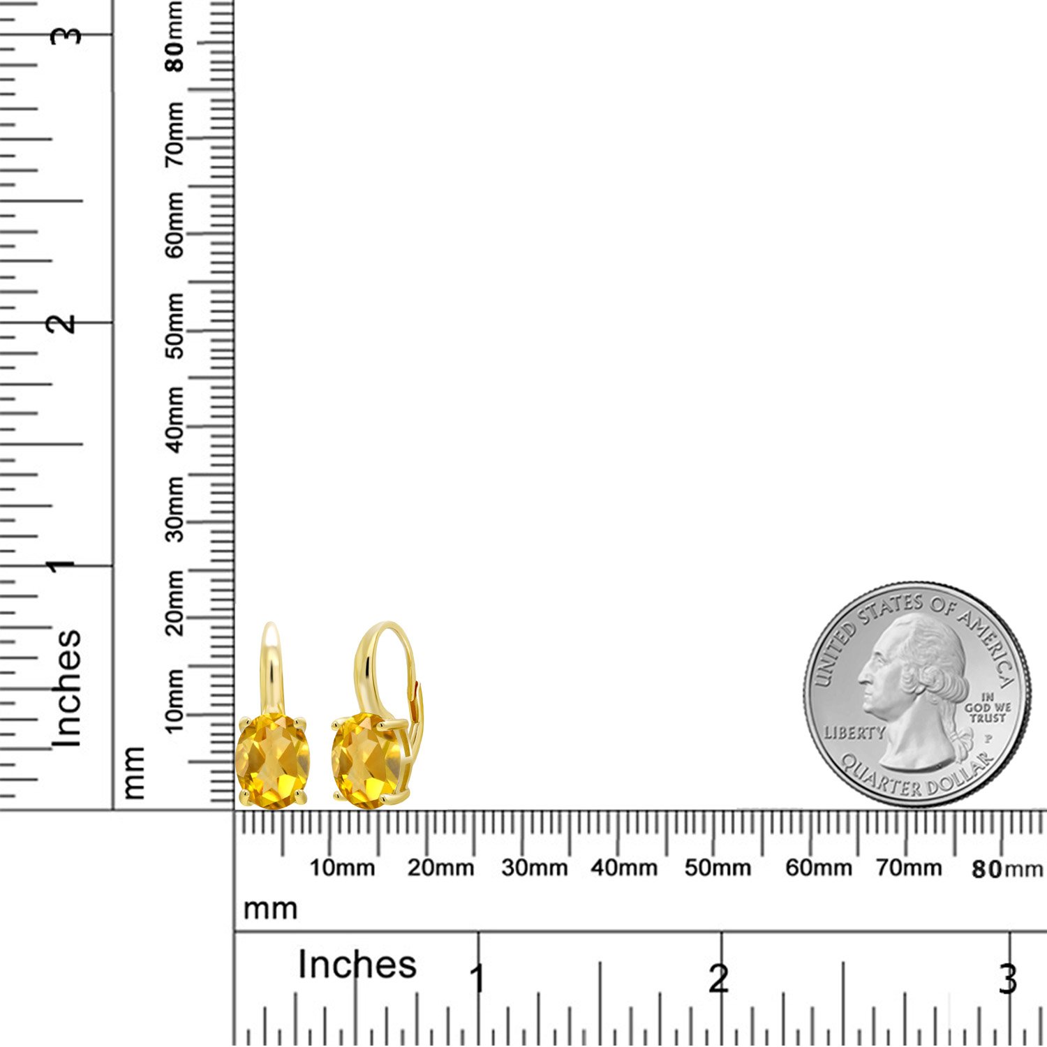 Foto 4 | Pendientes Gem Stone King  Plata Citrina Bañada En Oro Amarillo De 18 Quilates - Venta Internacional.