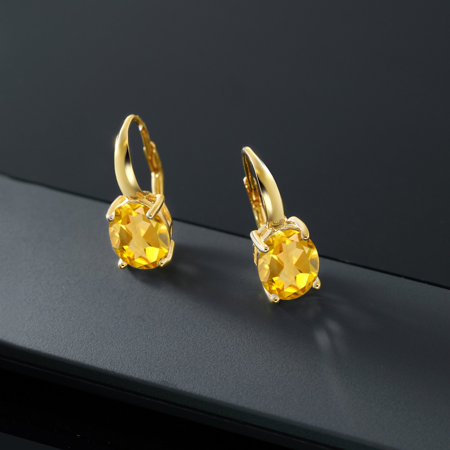 Foto 5 | Pendientes Gem Stone King  Plata Citrina Bañada En Oro Amarillo De 18 Quilates - Venta Internacional.
