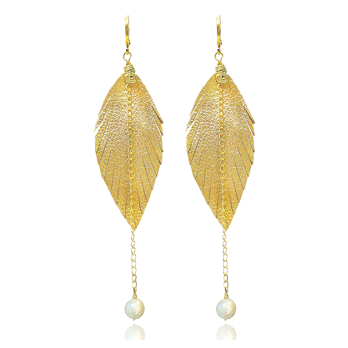 Foto 1 | Aretes Largos Mujer Accesorios Vangania Con Perla Y Cadena