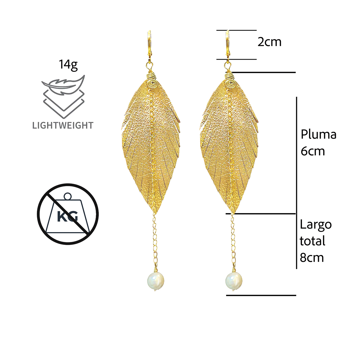 Foto 2 | Aretes Largos Mujer Accesorios Vangania Con Perla Y Cadena