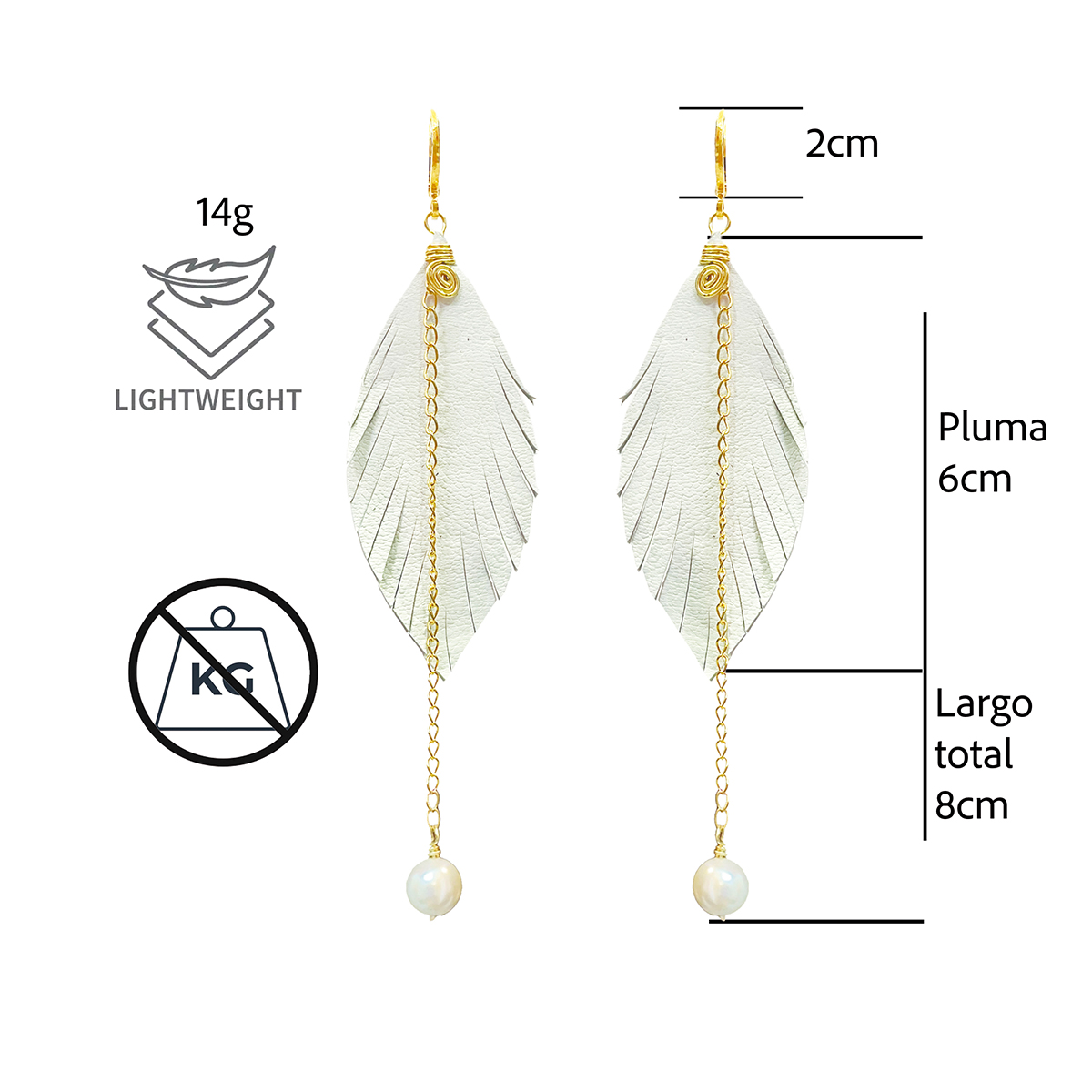 Foto 2 | Aretes Largos Mujer Accesorios Vangania Con Perla Y Cadena