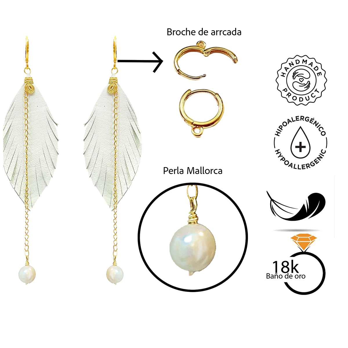 Foto 4 pulgar | Aretes Largos Mujer Accesorios Vangania Con Perla Y Cadena
