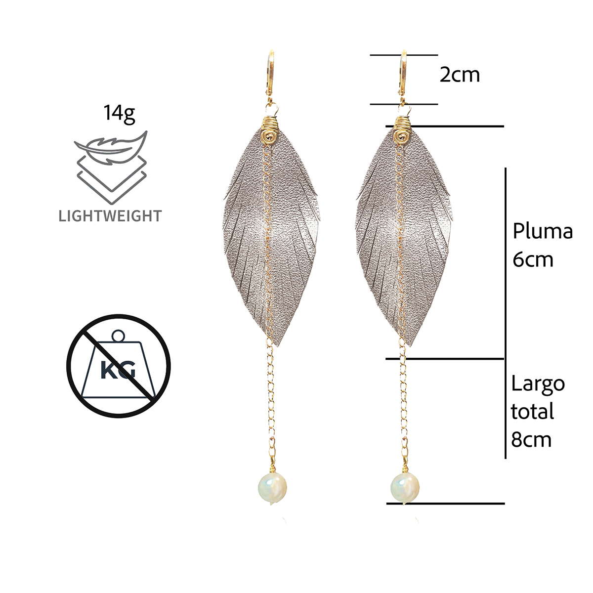 Foto 2 | Aretes Largos Mujer Accesorios Vangania Con Perla Y Cadena