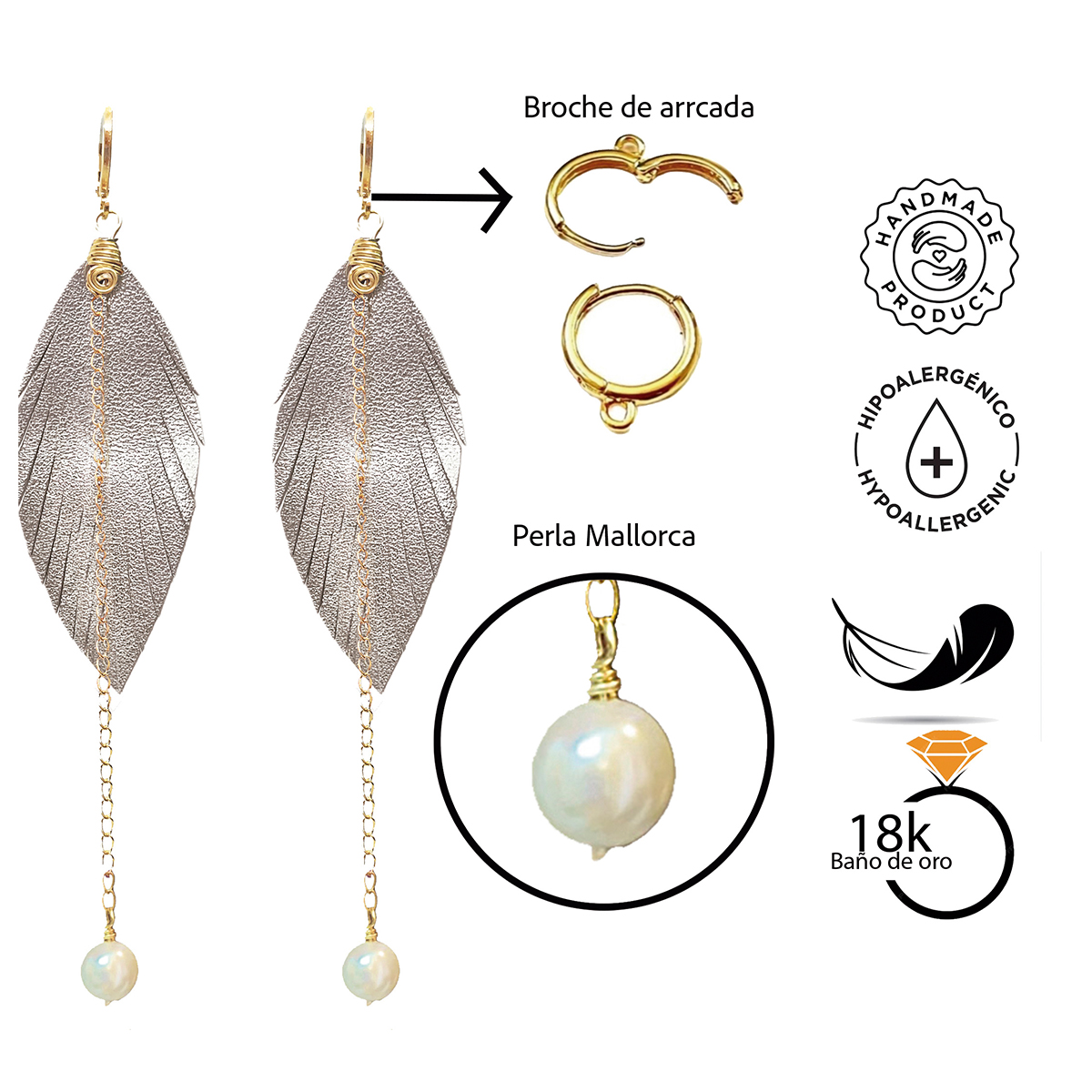Foto 4 pulgar | Aretes Largos Mujer Accesorios Vangania Con Perla Y Cadena