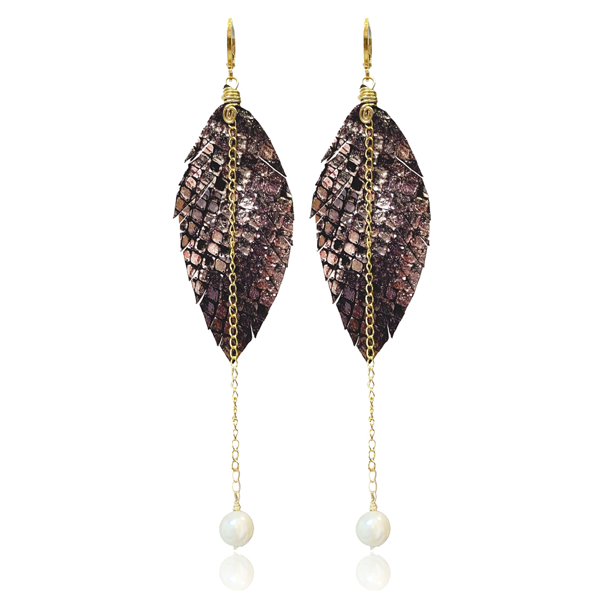 Foto 1 | Aretes Largos Mujer Accesorios Vangania Con Perla Y Cadena